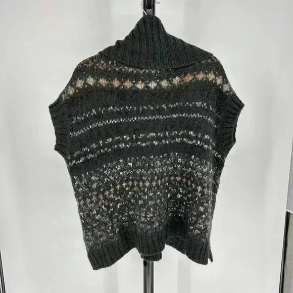 Free People Womens Sweater Snow Bunny Fair Isle‎ Short Sleeve Cowl Neck Size Sm - Picture 2 of 7